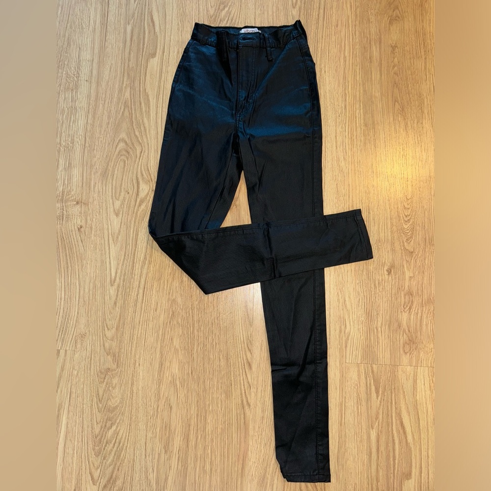 Vibrant black leather pants